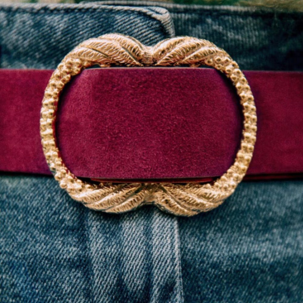 Sezane Artemis suede belt cassis